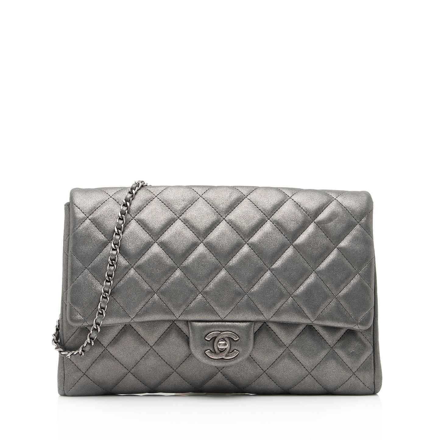 Chanel Metallic Lambskin Flap Clutch on Chain (SHF-bJM9yK)