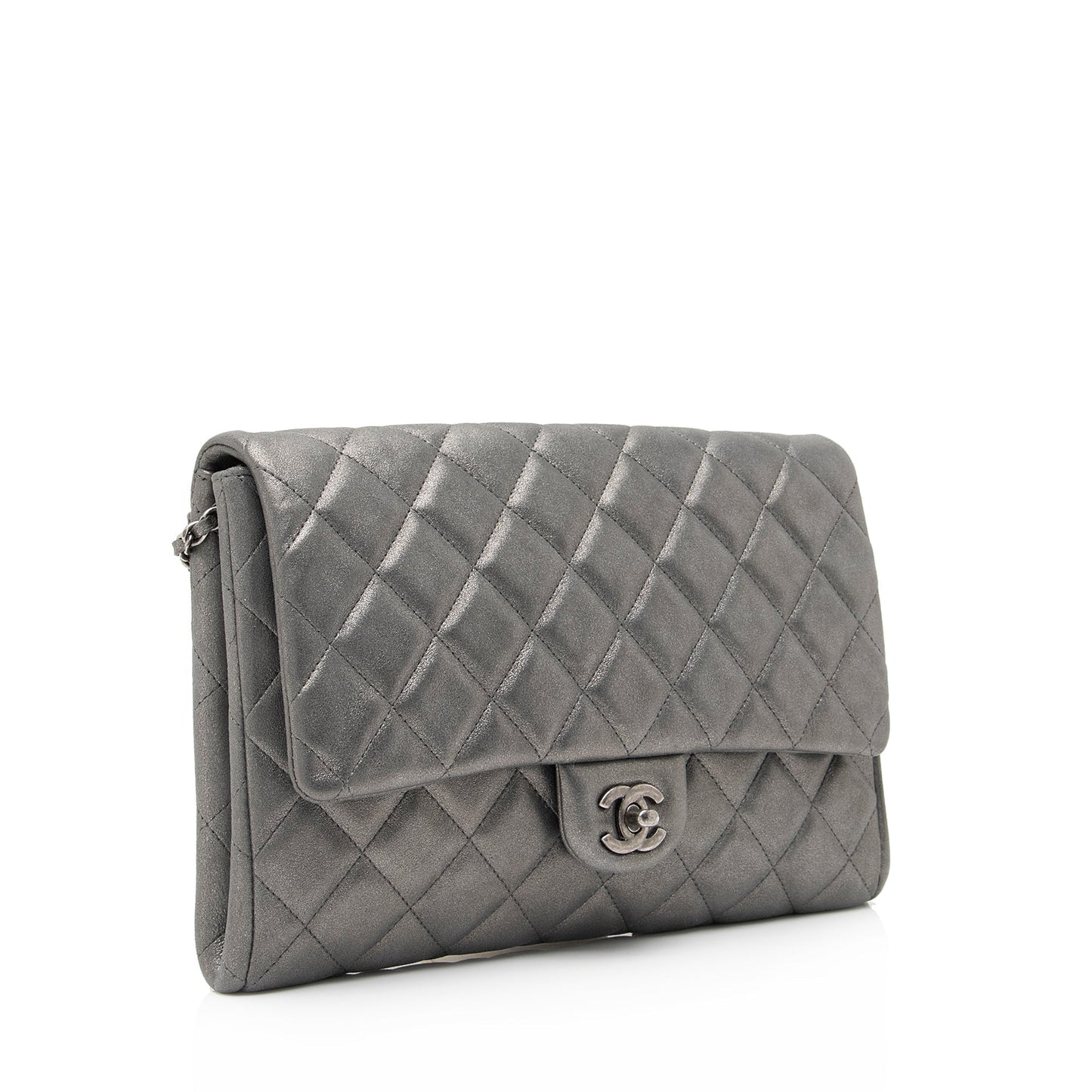 Chanel Metallic Lambskin Flap Clutch on Chain (SHF-bJM9yK)