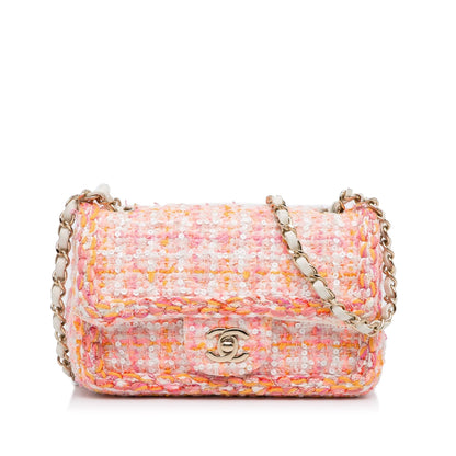 Chanel Mini Classic Embellished Tweed Flap Bag (SHG-xnY6RF)