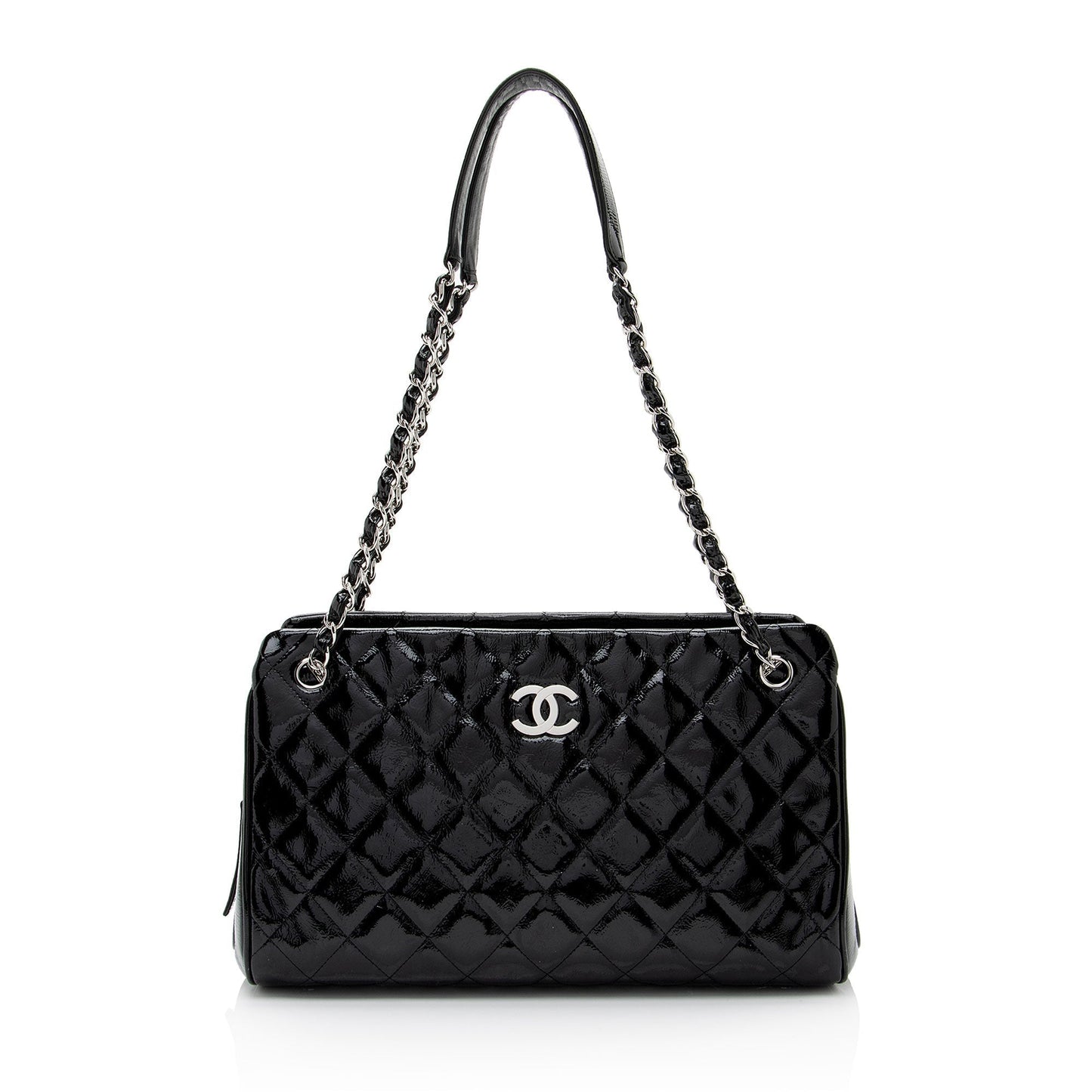 Chanel Patent Leather CC Angle Tote (SHF-a6O8IJ)