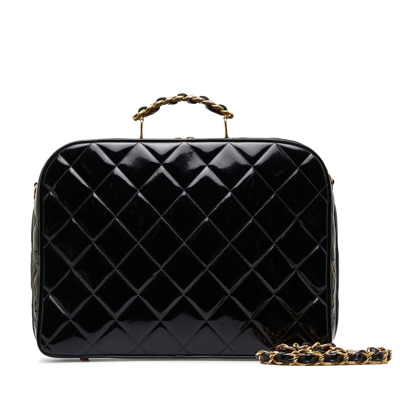 Chanel Patent Leather Chain Lunch Box Bag (SHG-Jo8ecE)