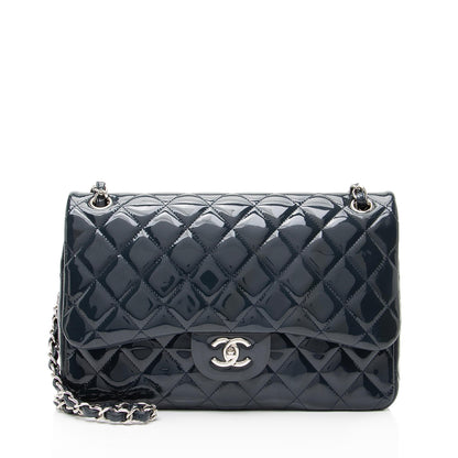 Chanel Patent Leather Classic Jumbo Double Flap Bag (SHF-23196)