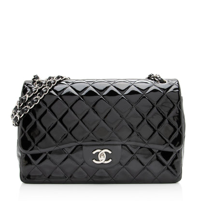 Chanel Patent Leather Classic Jumbo Double Flap Bag (SHF-23462)