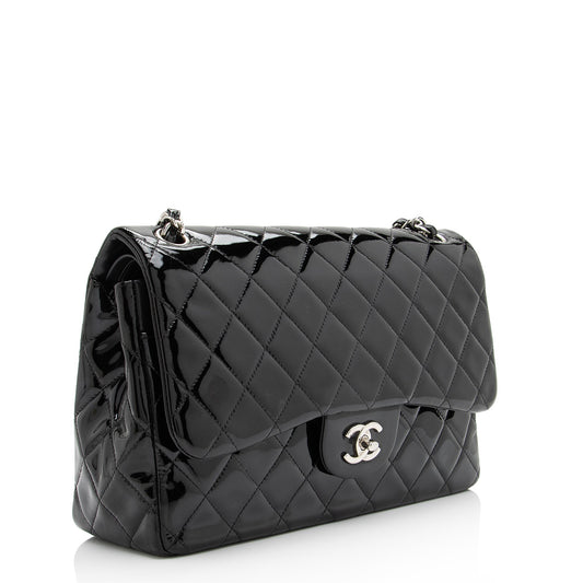 Chanel Patent Leather Classic Jumbo Double Flap Bag (SHF-23462)