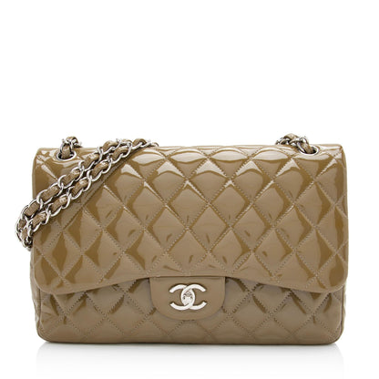 Chanel Patent Leather Classic Jumbo Double Flap Bag (SHF-PkdZxO)