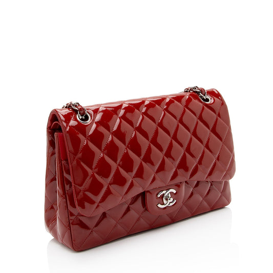 Chanel Patent Leather Classic Jumbo Double Flap Bag (SHF-Zki3Oi)