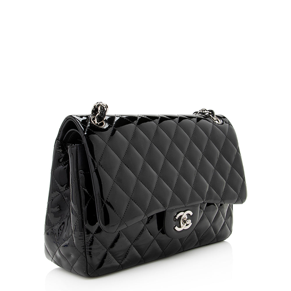 Chanel Patent Leather Classic Jumbo Double Flap Shoulder Bag (SHF-19063)