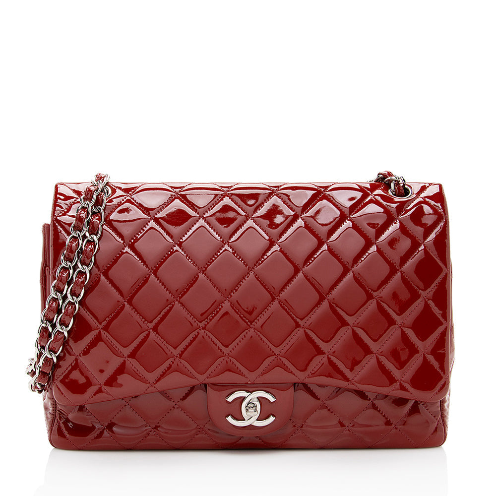 Chanel Patent Leather Classic Maxi Double Flap Bag (SHF-19647)