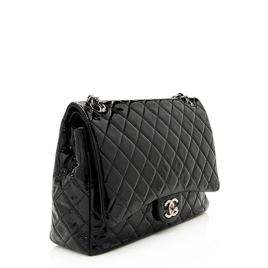 Chanel Patent Leather Classic Maxi Double Flap Bag (SHF-19844)