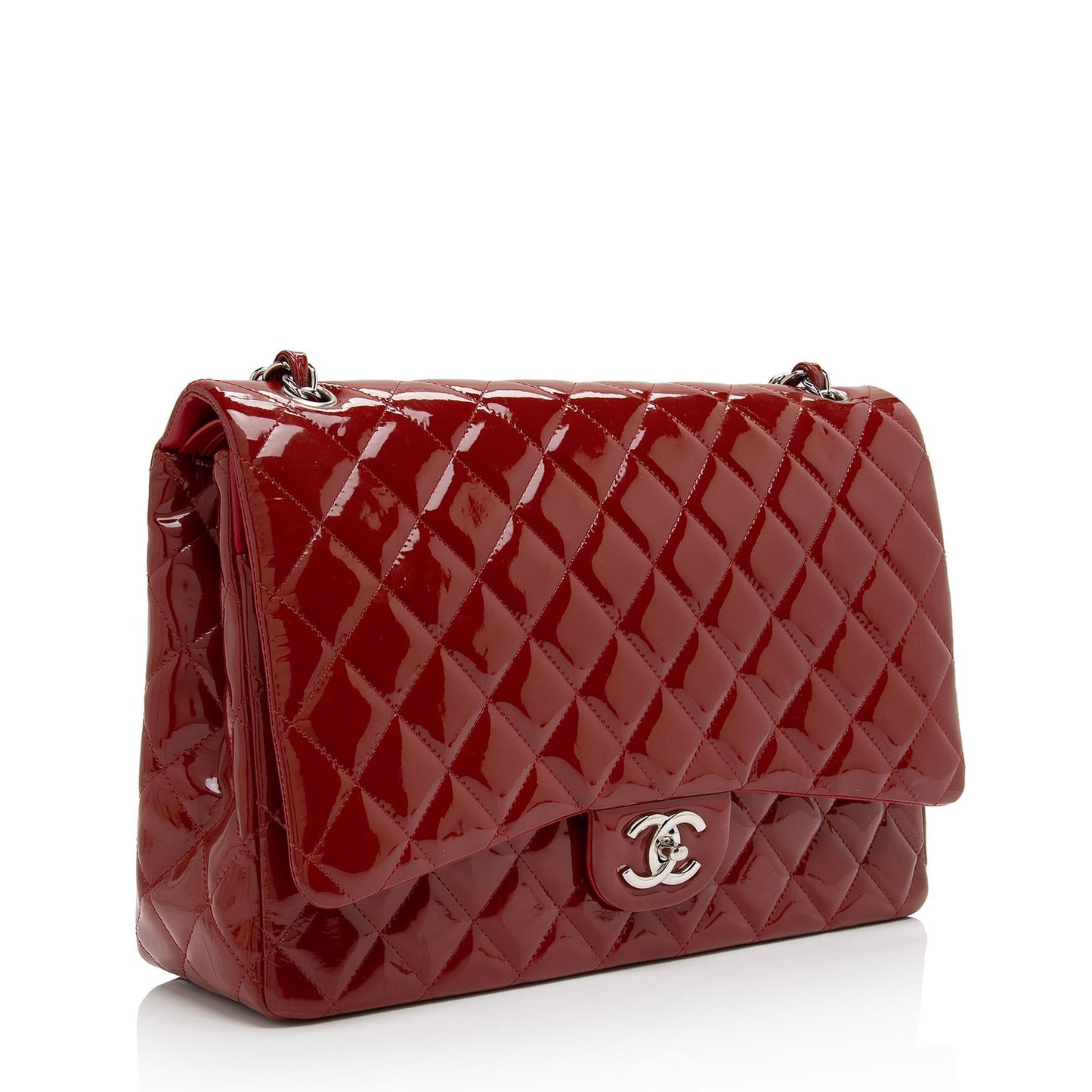 Chanel Patent Leather Classic Maxi Double Flap Bag (SHF-g5wkOe)