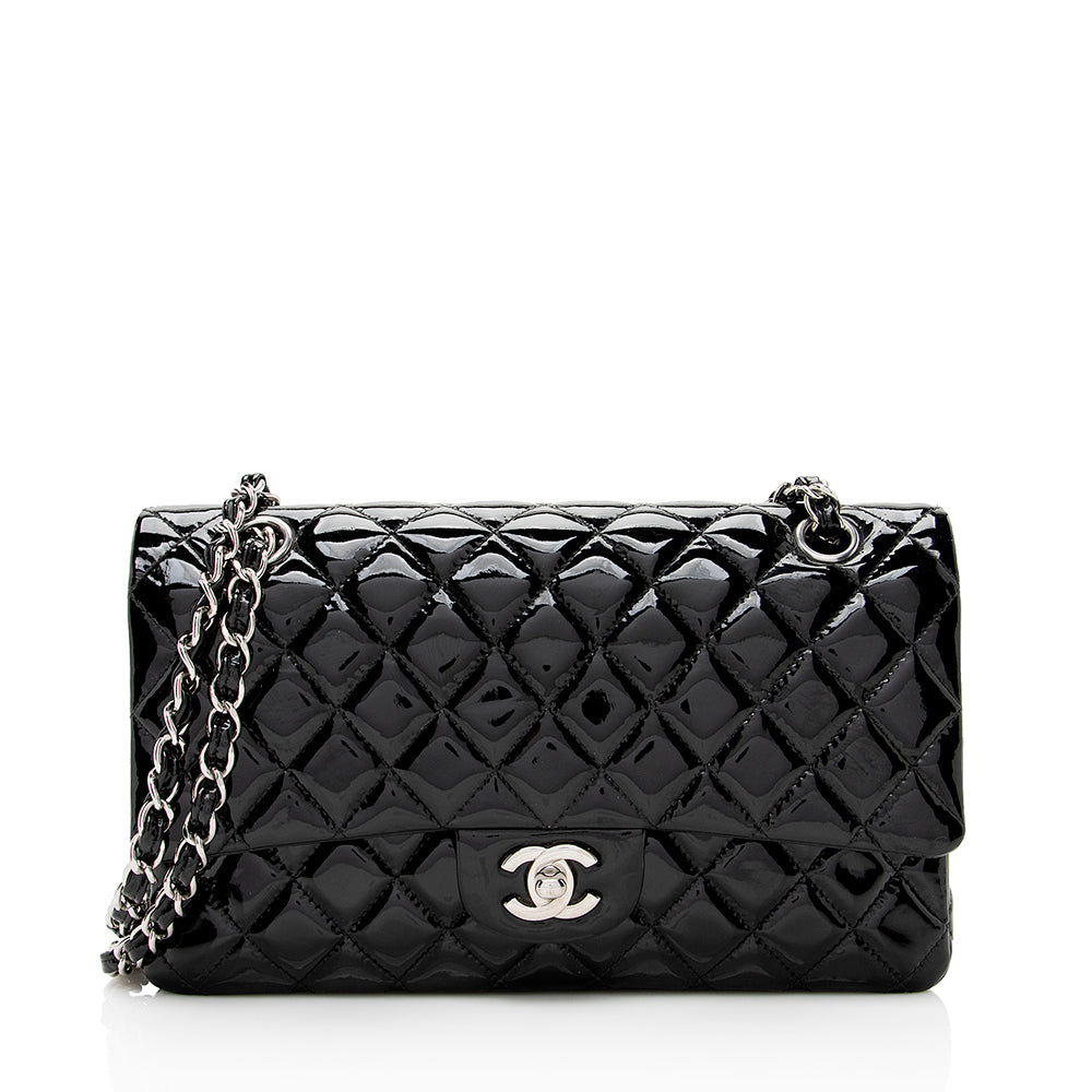 Chanel Patent Leather Classic Medium Double Flap Bag (SHF-20050)