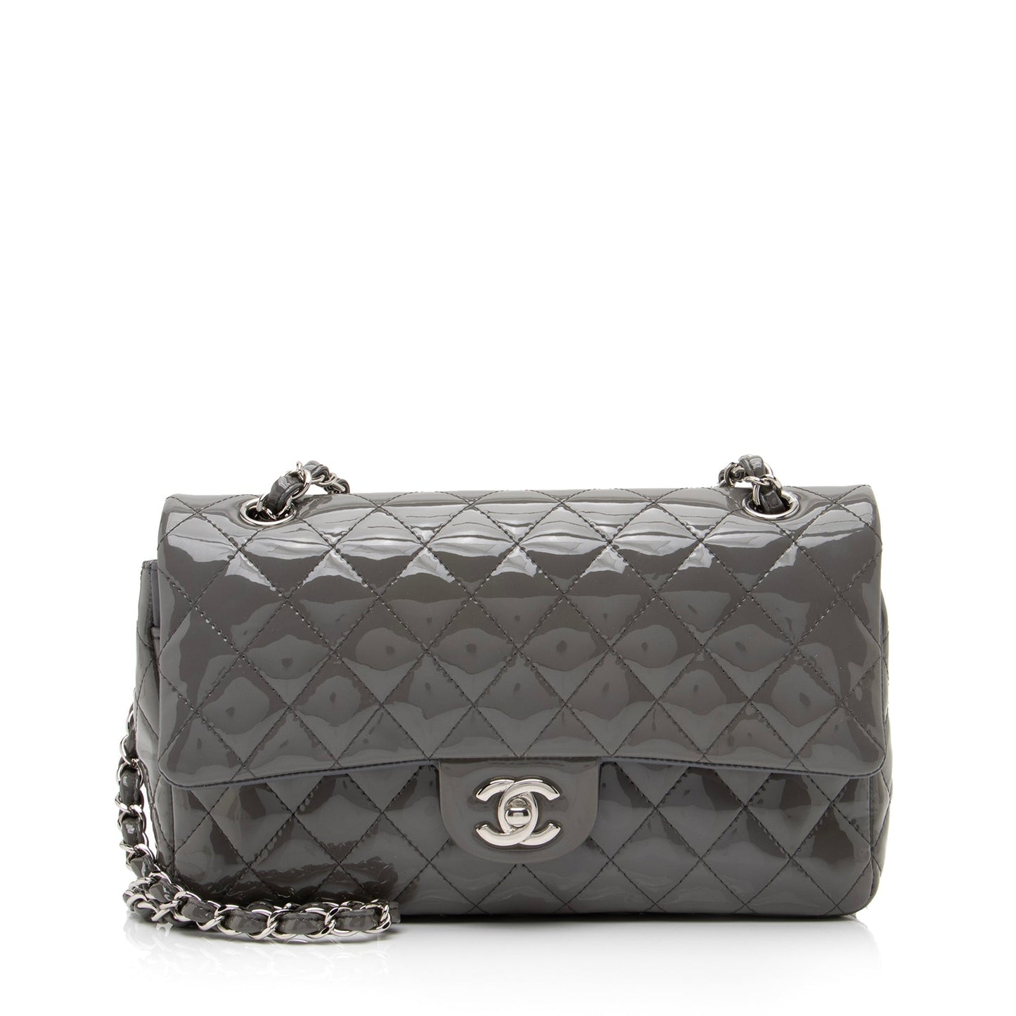 Chanel Patent Leather Classic Medium Double Flap Bag (SHF-23514)