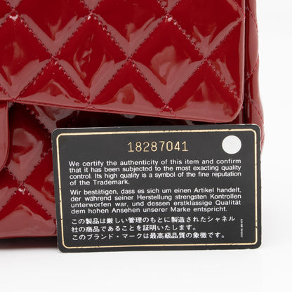 Chanel Patent Leather Classic Medium Double Flap Bag (SHF-93kOxH)