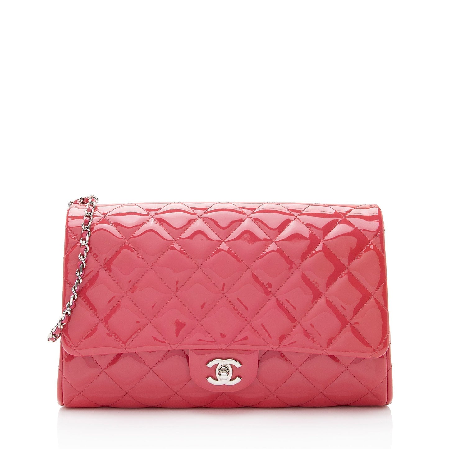 Chanel Patent Leather Flap Clutch on Chain (SHF-IZbriv)