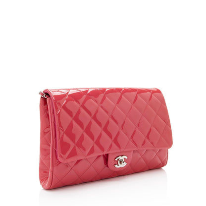 Chanel Patent Leather Flap Clutch on Chain (SHF-IZbriv)