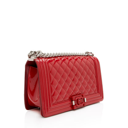 Chanel Patent Leather Old Medium Boy Bag (SHF-DpuGew)