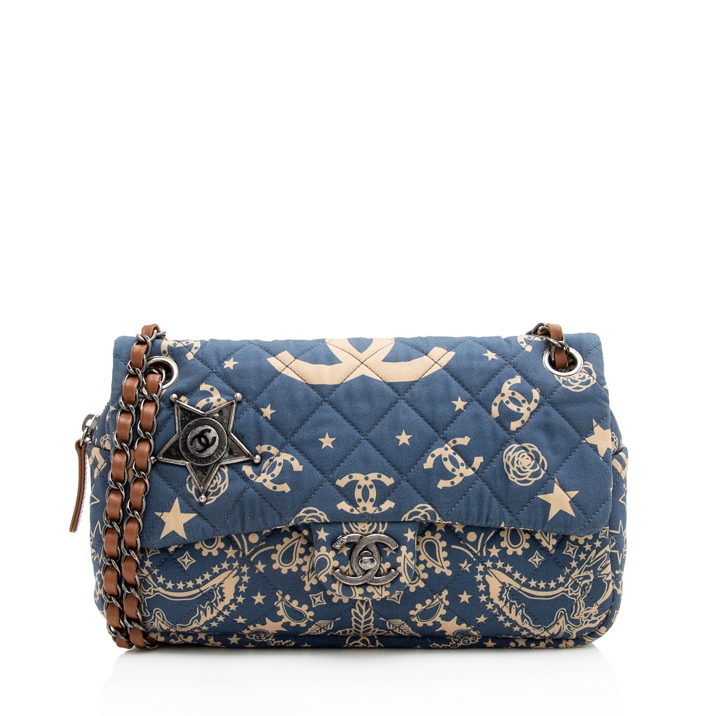 Chanel Quilted Canvas Paris-Dallas Bandana Medium Flap Bag (SHF-22933)