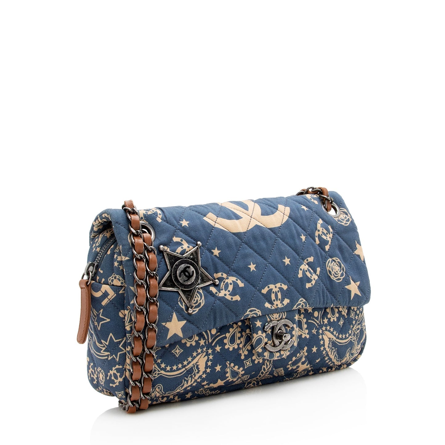 Chanel Quilted Canvas Paris-Dallas Bandana Medium Flap Bag (SHF-22933)