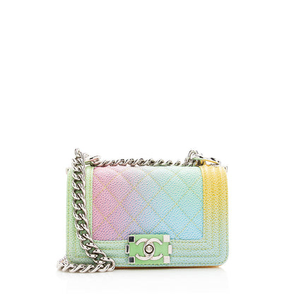 Chanel Quilted Caviar Leather Rainbow Paris-Cuba Mini Boy Bag - FINAL SALE (SHF-18995)