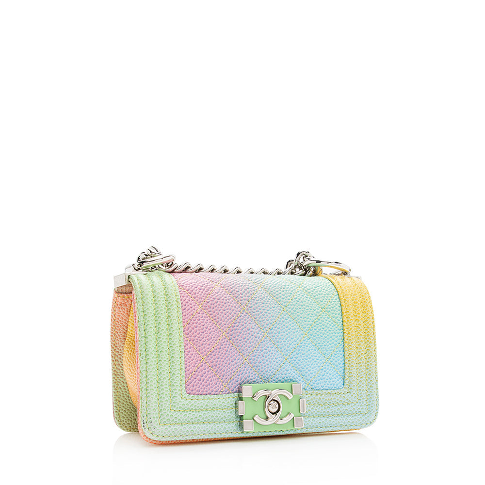 Chanel Quilted Caviar Leather Rainbow Paris-Cuba Mini Boy Bag - FINAL SALE (SHF-18995)