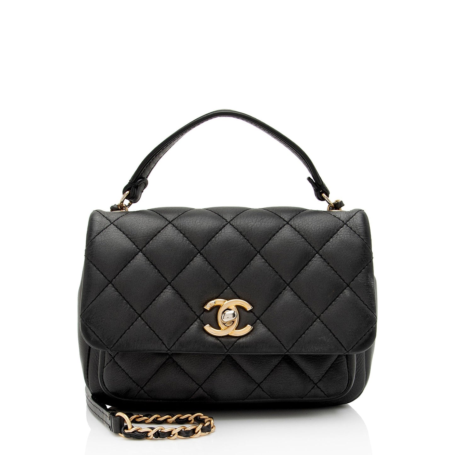 Chanel Quilted Lambskin Top Handle Flap Bag (SHF-8v8JOn)