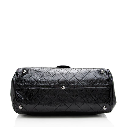 Chanel Quilted Patent Leather Ritz Flap Bag (SHF-17954)