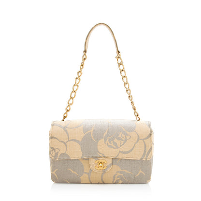 Chanel Raffia Camellia Medium Single Flap Bag (SHF-21180)