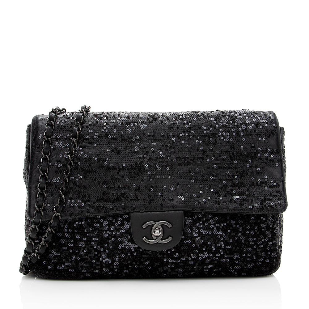 Chanel Sequin Embroidered Classic Flap Bag (SHF-18782)