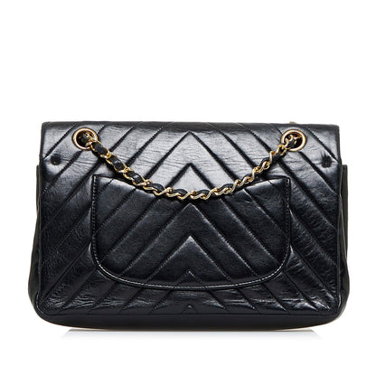 Chanel Small Chevron Lambskin Double Flap (SHG-Te8Mdu)