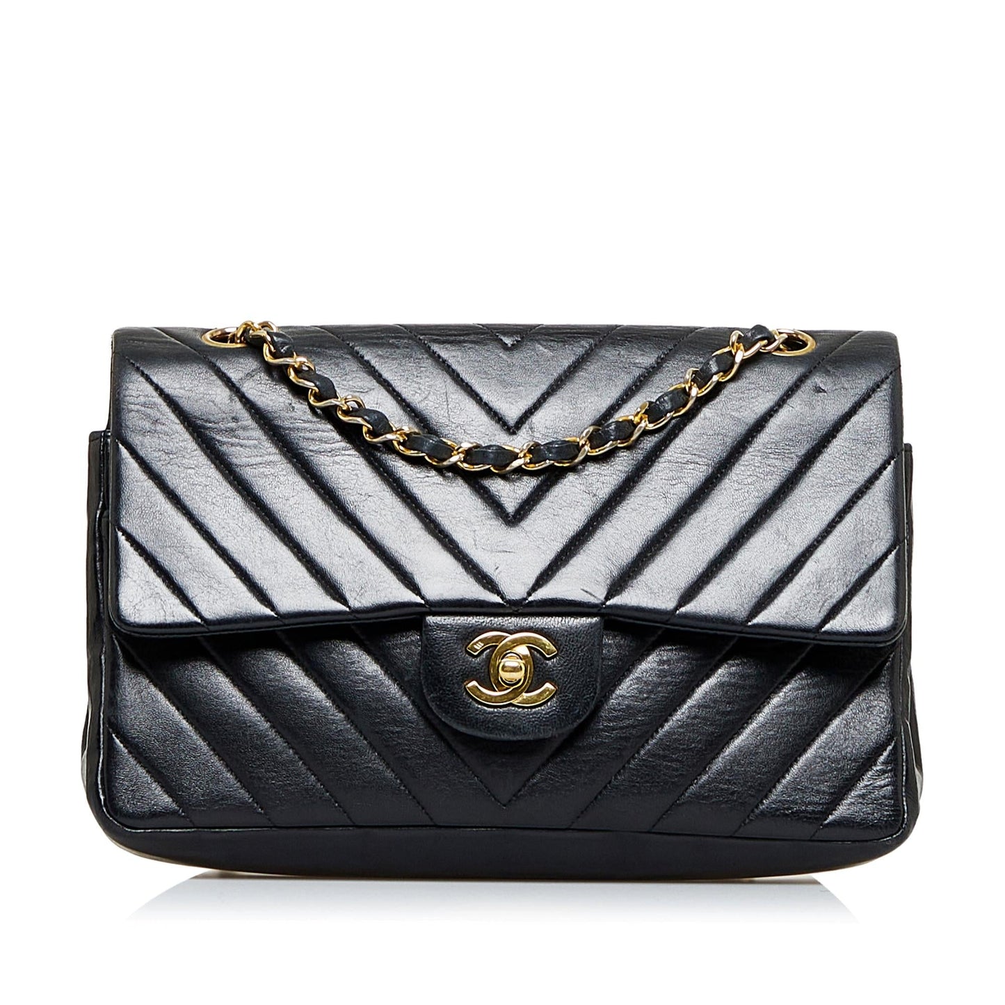 Chanel Small Chevron Lambskin Double Flap (SHG-Te8Mdu)