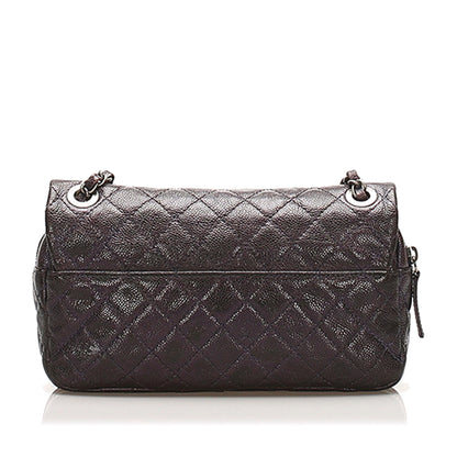 Chanel Small Classic Caviar Leather Double Flap Bag (SHG-19442)