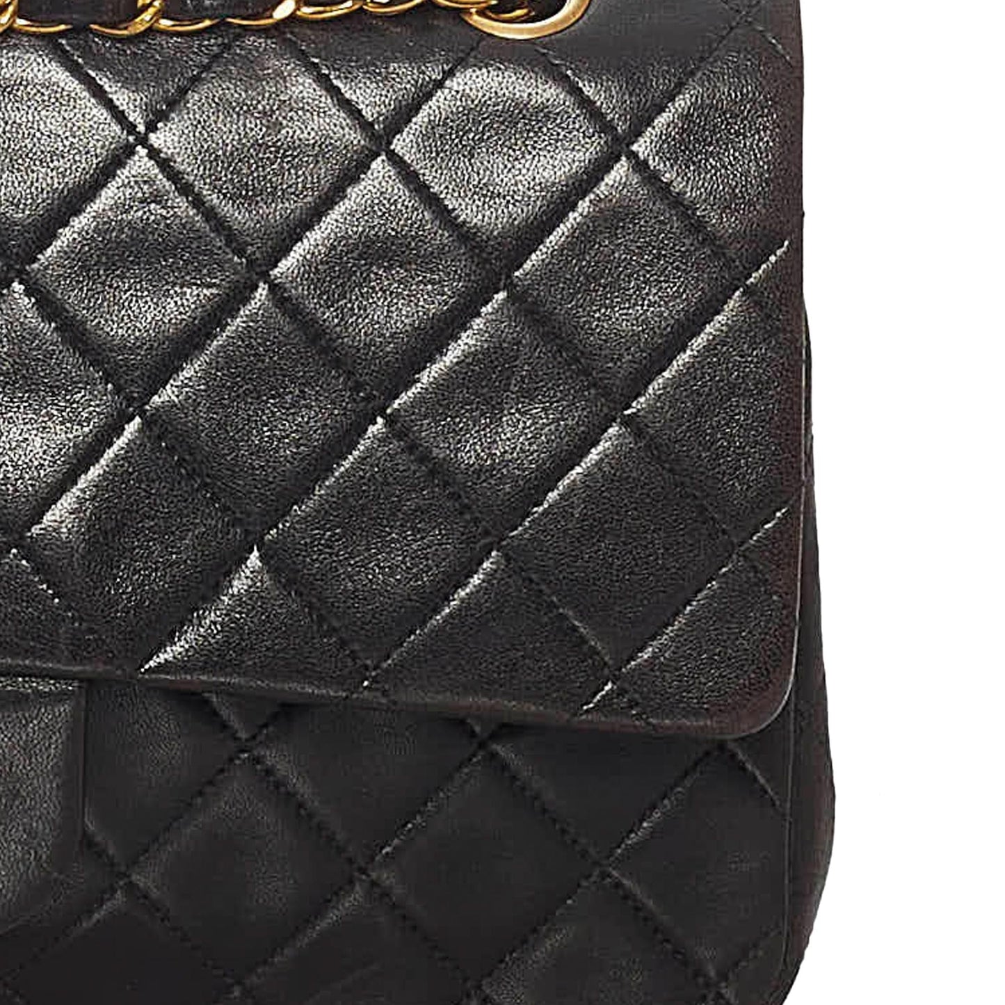 Chanel Small Classic Lambskin Leather Double Flap Bag (SHG-28853)