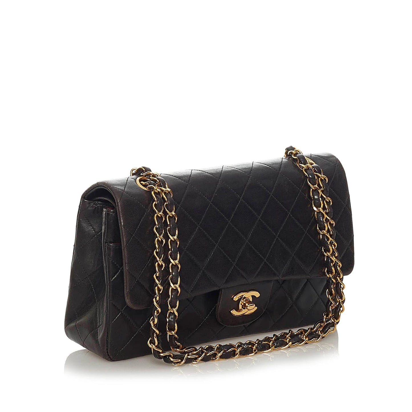 Chanel Small Classic Lambskin Leather Double Flap Bag (SHG-28853)