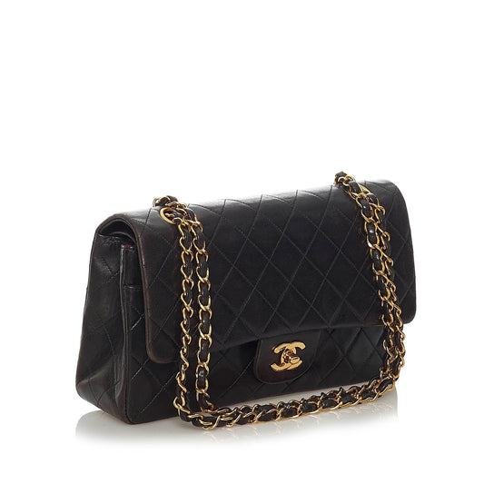 Chanel Small Classic Lambskin Leather Double Flap Bag (SHG-28853)