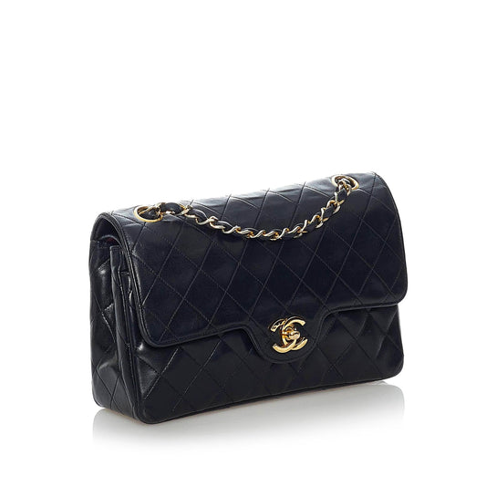 Chanel Small Classic Lambskin Leather Double Flap Bag (SHG-30354)