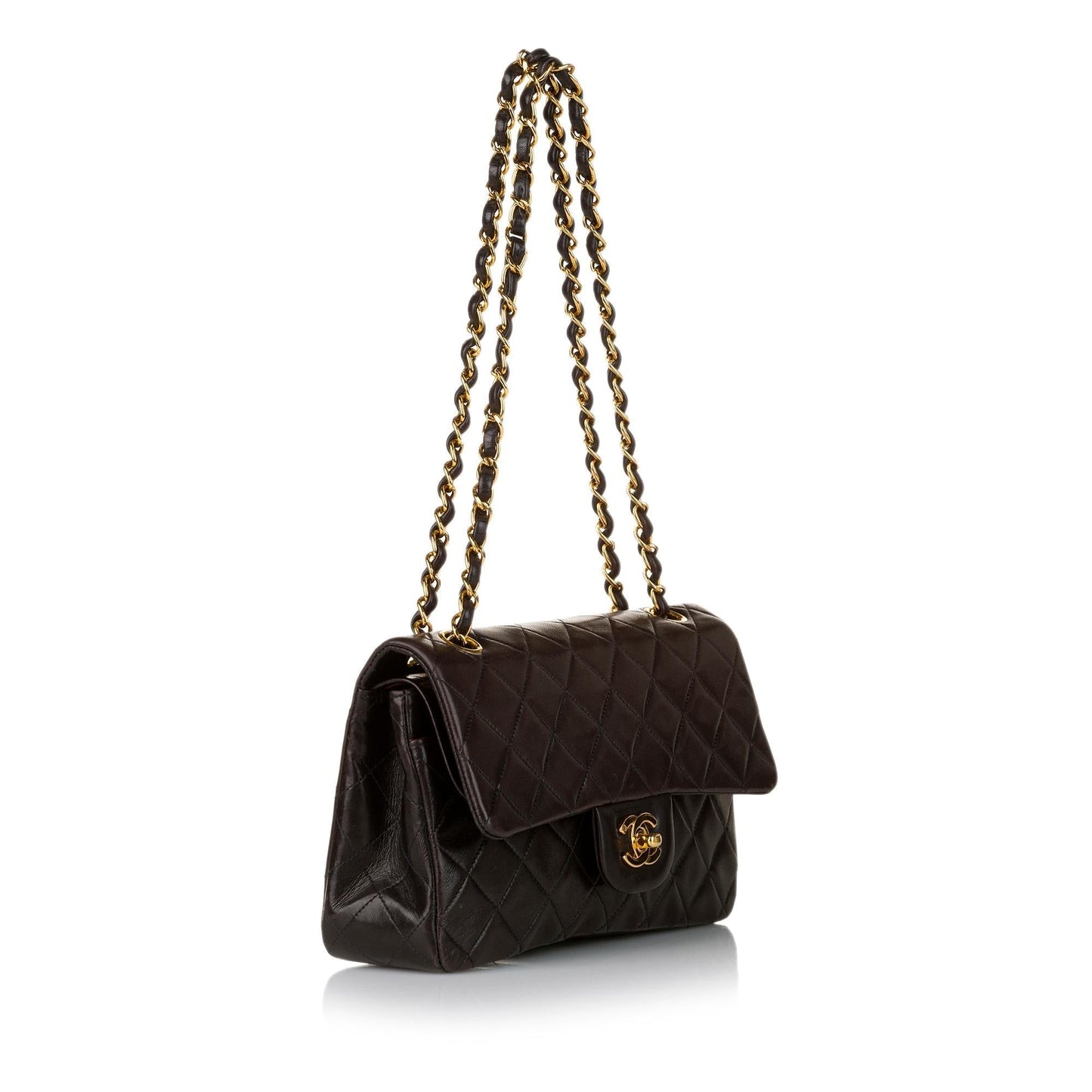 Chanel Small Classic Lambskin Leather Double Flap Bag (SHG-31213)