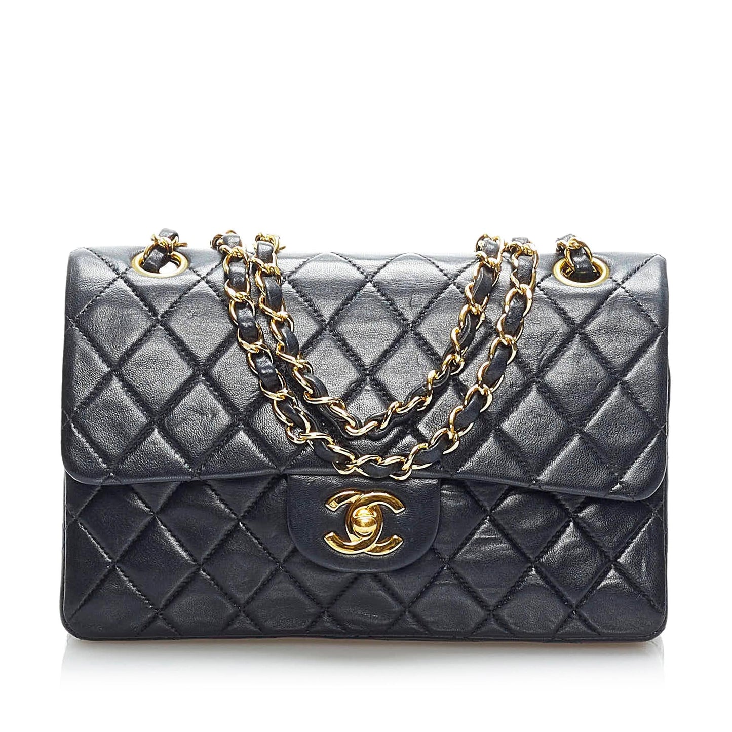 Chanel Small Classic Lambskin Leather Double Flap Bag (SHG-33958)