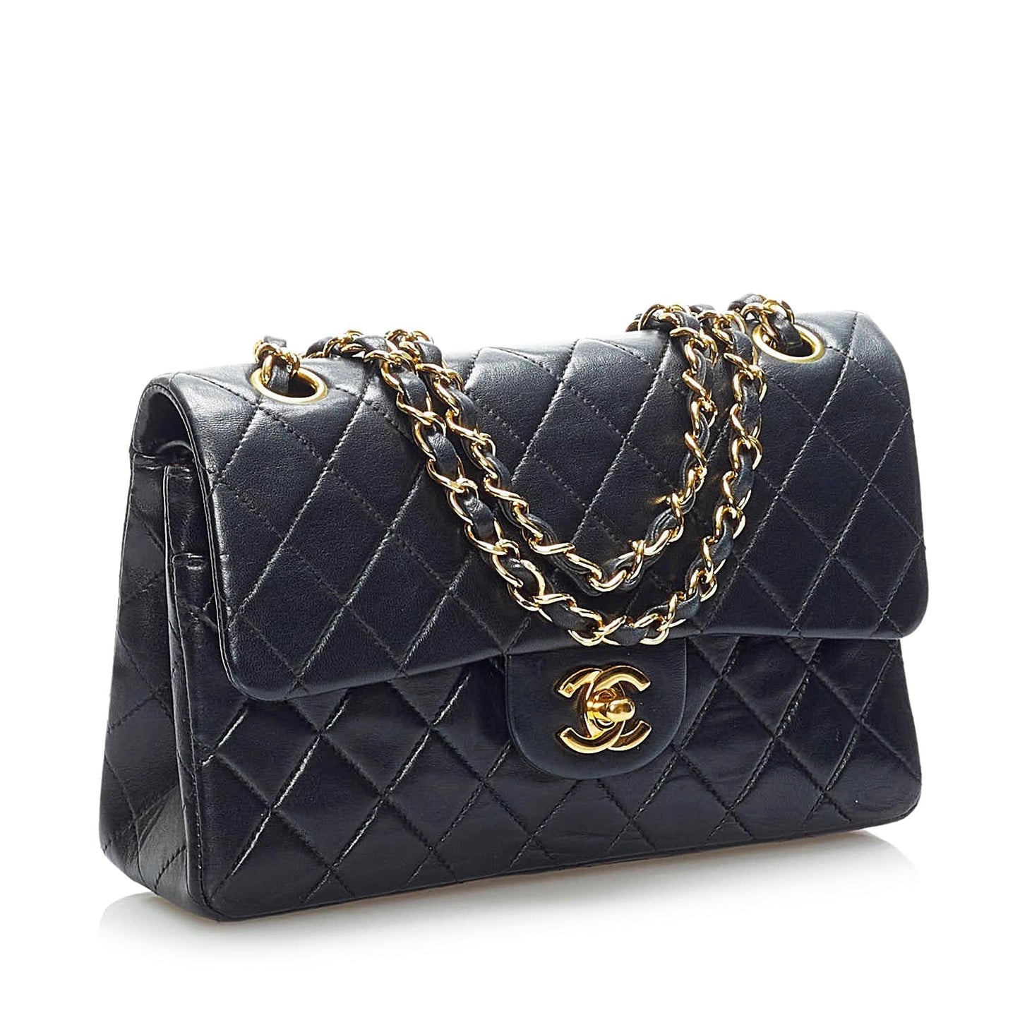 Chanel Small Classic Lambskin Leather Double Flap Bag (SHG-33958)