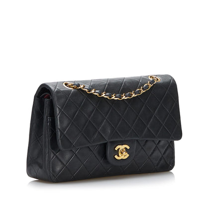 Chanel Small Classic Lambskin Leather Double Flap Bag (SHG-AUyedS)