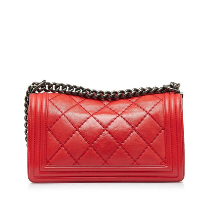 Chanel Small Lambskin Double Stitch Boy Flap (SHG-kxNHab)