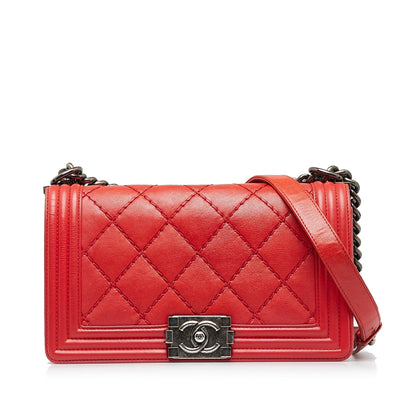 Chanel Small Lambskin Double Stitch Boy Flap (SHG-kxNHab)