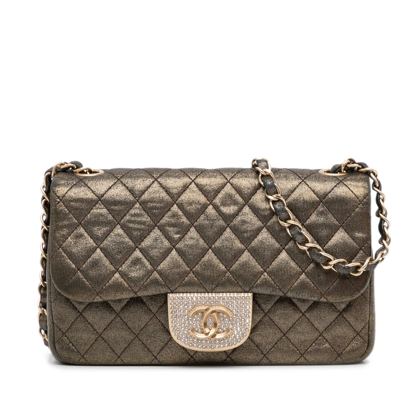 Chanel Small Metallic Iridescent Pearl CC Crystal Single Flap Bag (SHG-EHwOc9)