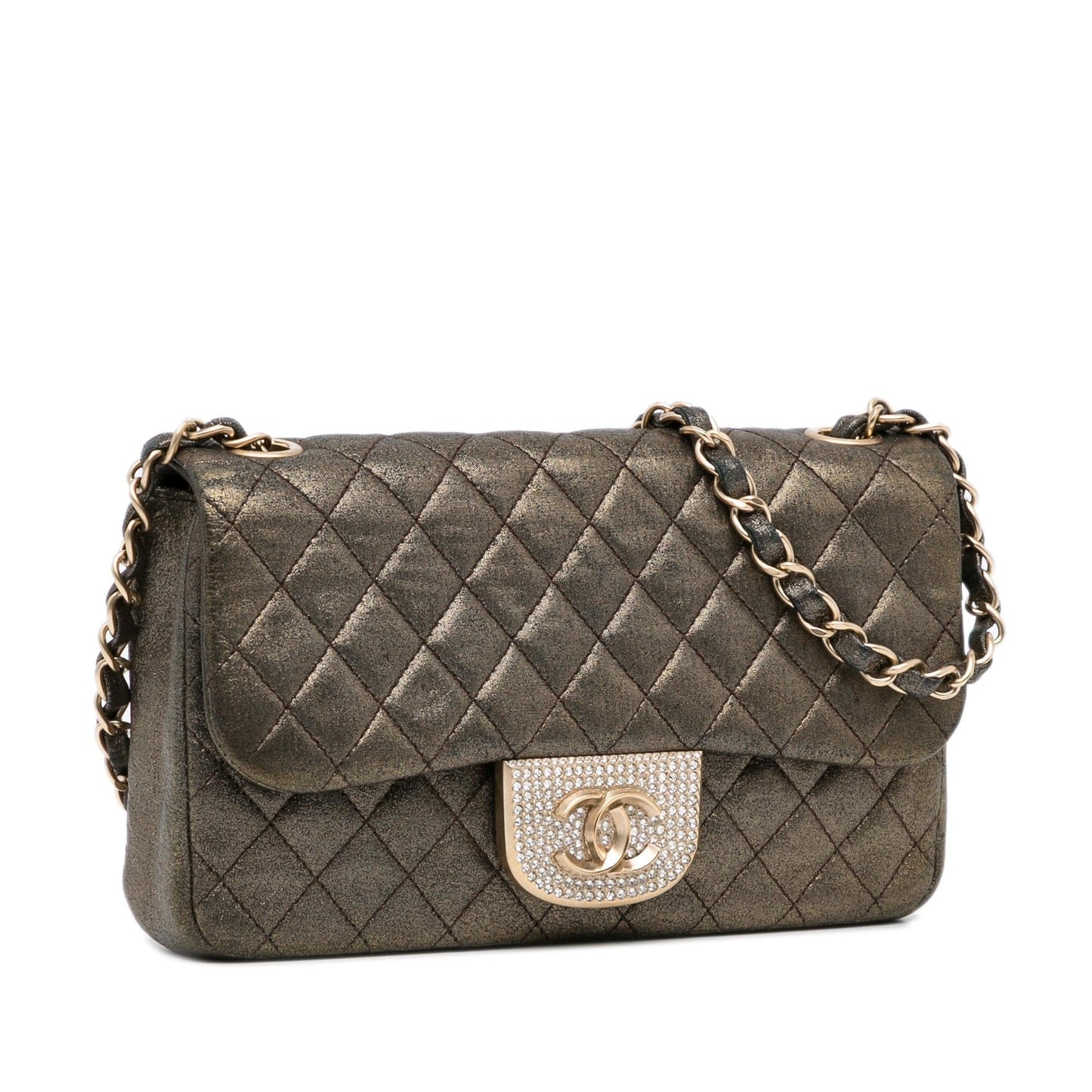 Chanel Small Metallic Iridescent Pearl CC Crystal Single Flap Bag (SHG-EHwOc9)