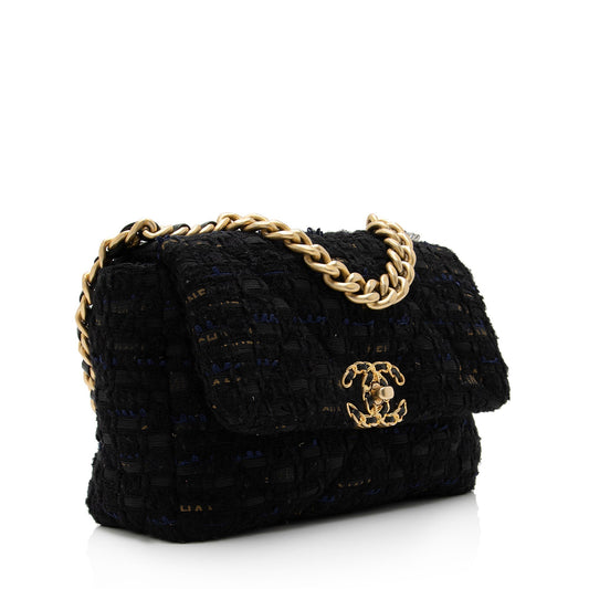 Chanel Tweed Ribbon 19 Medium Flap Shoulder Bag (SHF-xjNEFu)