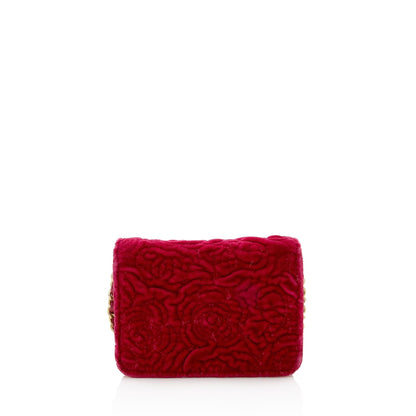 Chanel Velvet Camellia Flap Coin Purse on Chain (SHF-22731)