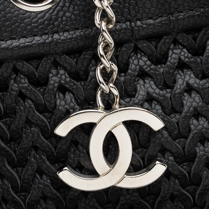 Chanel Woven Caviar Leather CC Charm Medium Tote (SHF-22757)