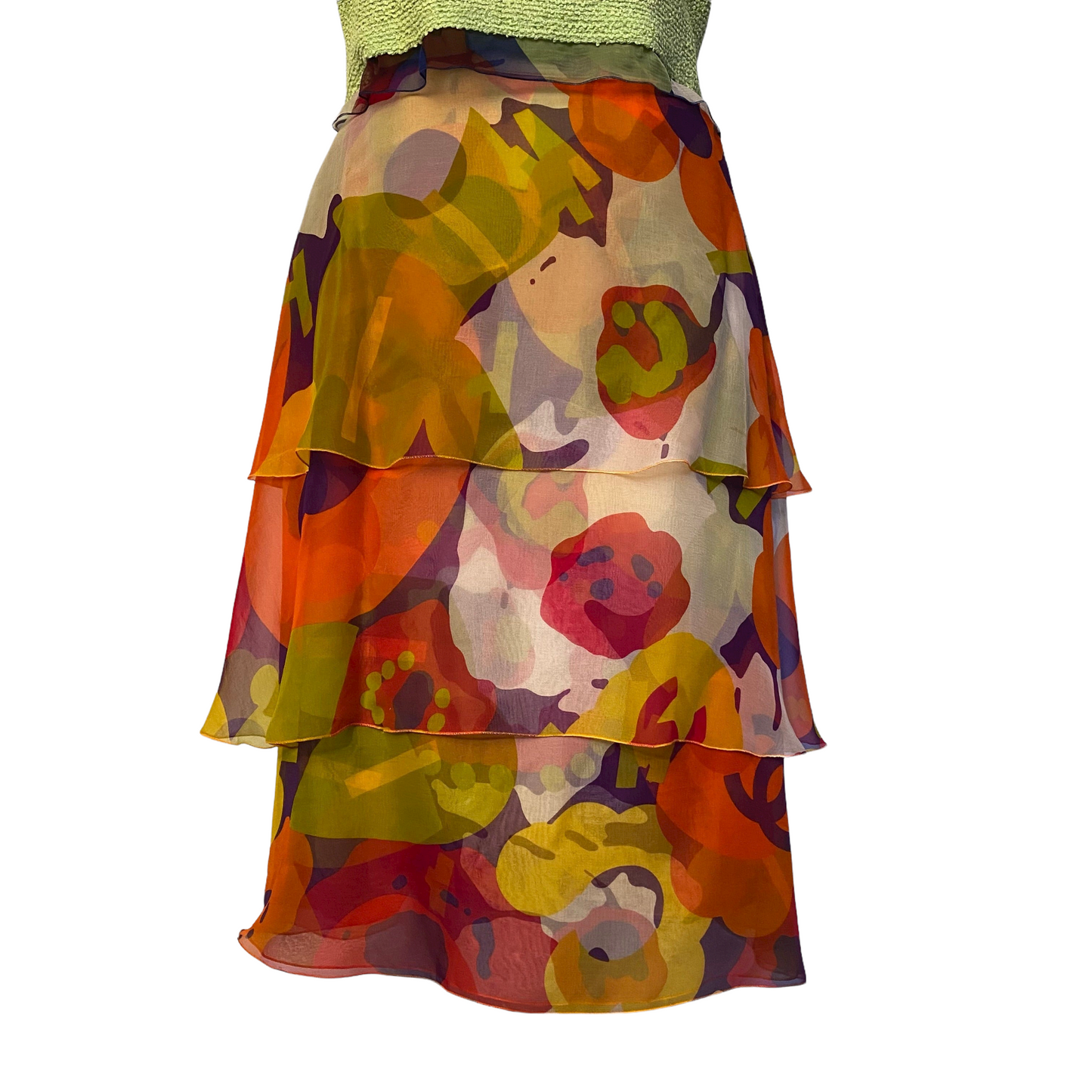 Chanel multicolor printed silk skirt - S - Spring 2000