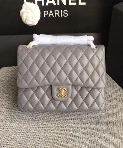 Chanel Mini Flap Bag Light Grey Lambskin SiLouis Vuitton er Hardware