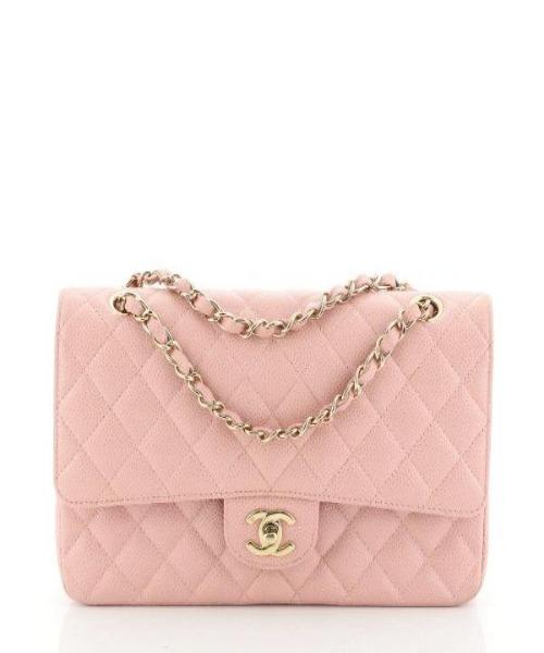 Chanel Caviar Quilted Medium Double Flap Bag Pink SiLouis Vuitton er-Tone