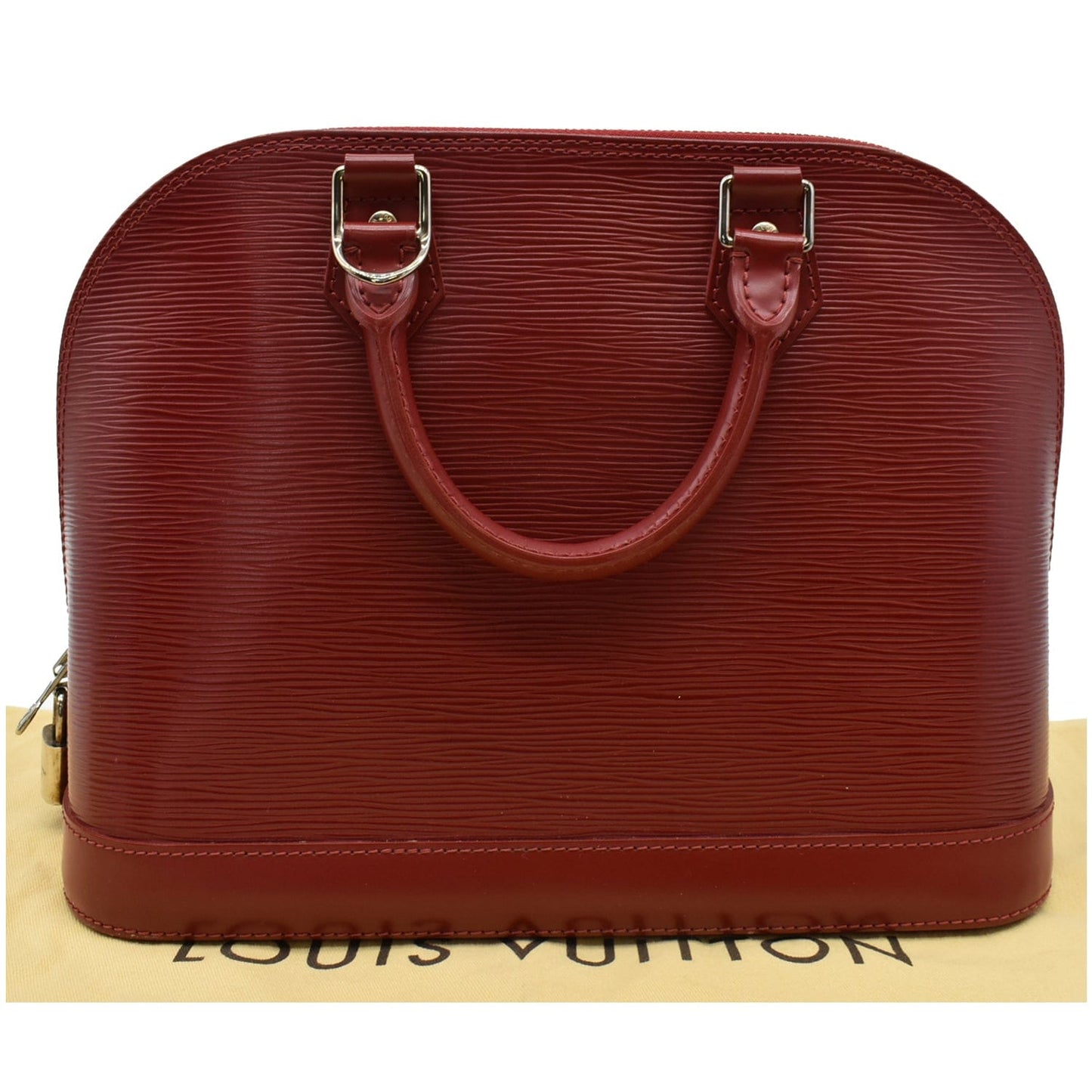 LOUIS VUITTON Alma MM Epi Leather Satchel Bag Red